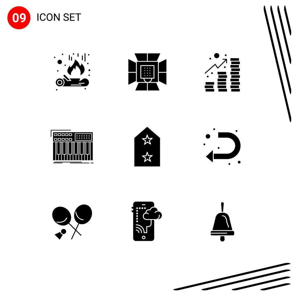 9 iconos creativos signos y símbolos modernos de ingresos del sintetizador del ejército elementos de diseño vectorial editables del sintetizador midi vector
