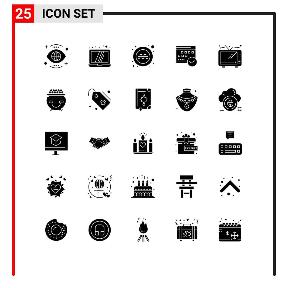 Modern Set of 25 Solid Glyphs Pictograph of plan calendar public business schedule Editable Vector Design Elements