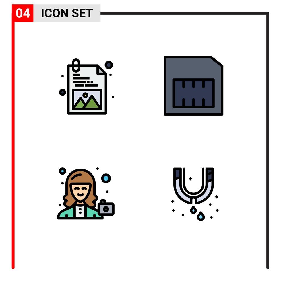 4 Universal Filledline Flat Color Signs Symbols of development profile card avatar leak Editable Vector Design Elements