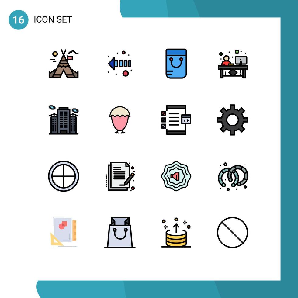 paquete de iconos de vector de stock de 16 signos y símbolos de línea para el edificio de la escuela de oficina de trabajo elementos de diseño de vector creativo editable frontal