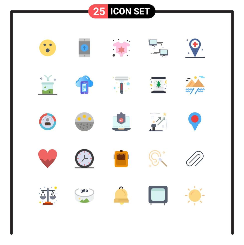 Pack of 25 creative Flat Colors of health sync sent connection local Editable Vector Design Elements