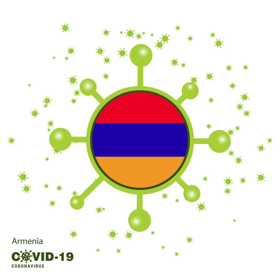 Armenia Coronavius Flag Awareness Background Stay home Stay Healthy Take care of your own health Pray for Country vector