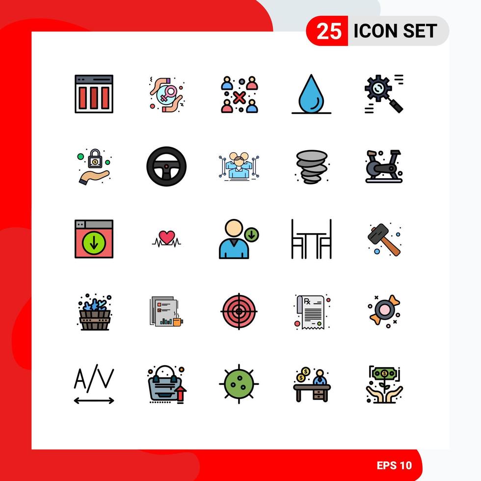 25 Filled line Flat Color concept for Websites Mobile and Apps corporate water rights drop people Editable Vector Design Elements