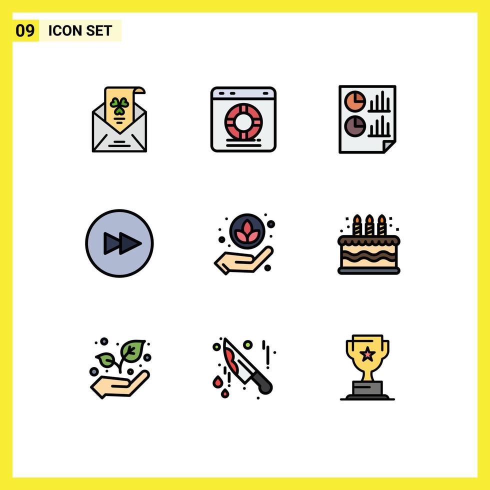 User Interface Pack of 9 Basic Filledline Flat Colors of next circle protection report document Editable Vector Design Elements