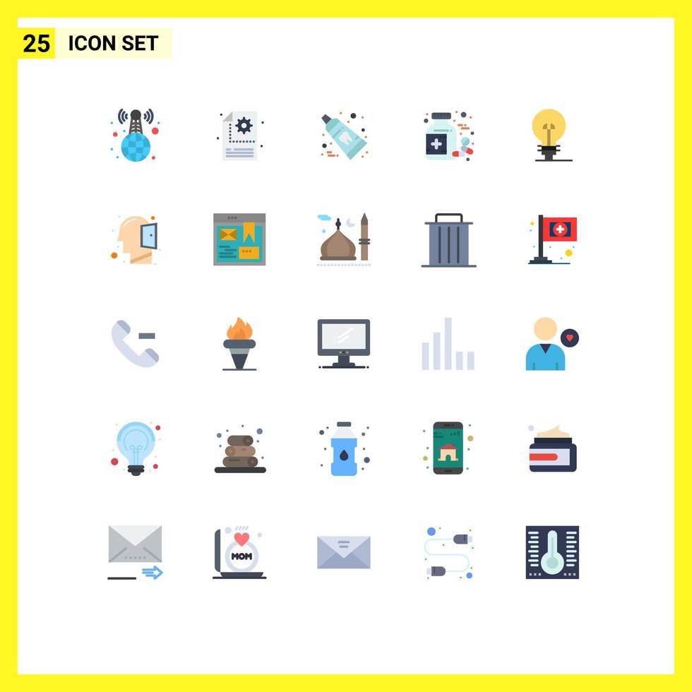 25 iconos creativos, signos y símbolos modernos de tabletas de definición, pastillas dentales, botellas, elementos de diseño vectorial editables vector