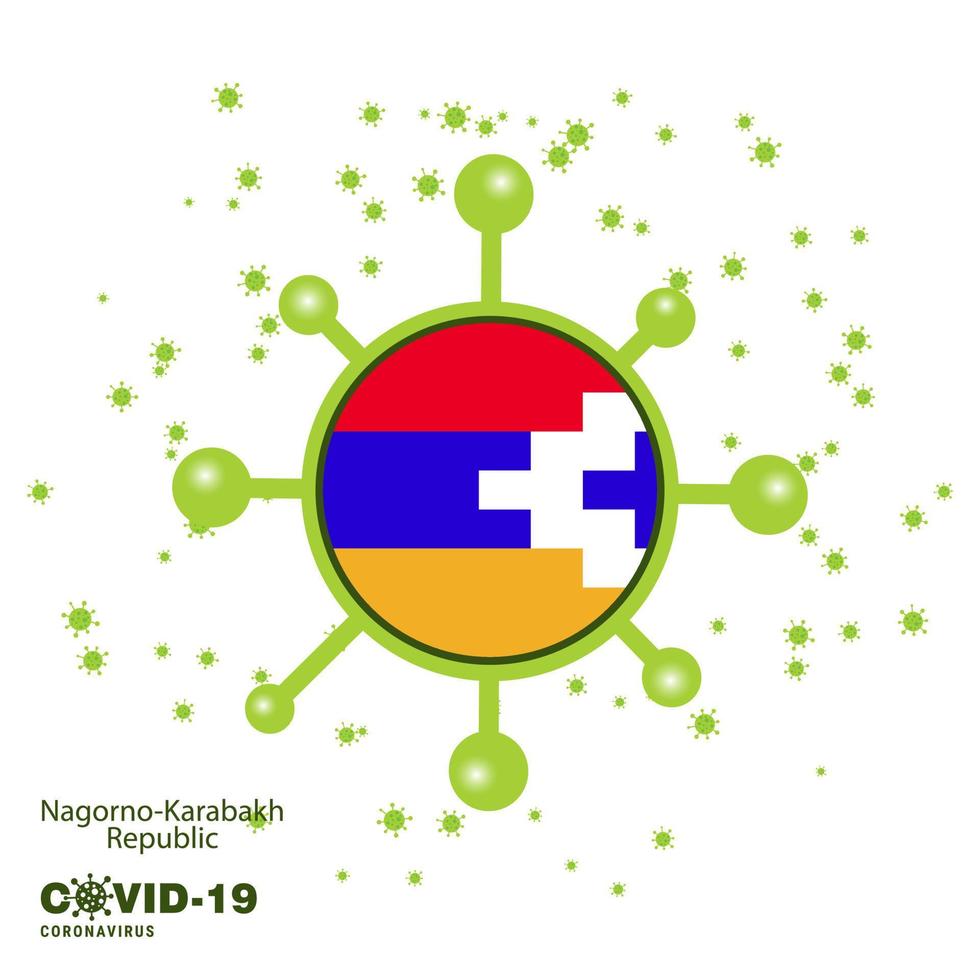 Nagorno Karabakh Republic Coronavius Flag Awareness Background Stay home Stay Healthy Take care of your own health Pray for Country vector
