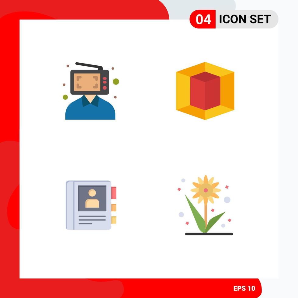 4 concepto de icono plano para sitios web móviles y aplicaciones contenido libro hombre información gráfica elementos de diseño vectorial editables vector