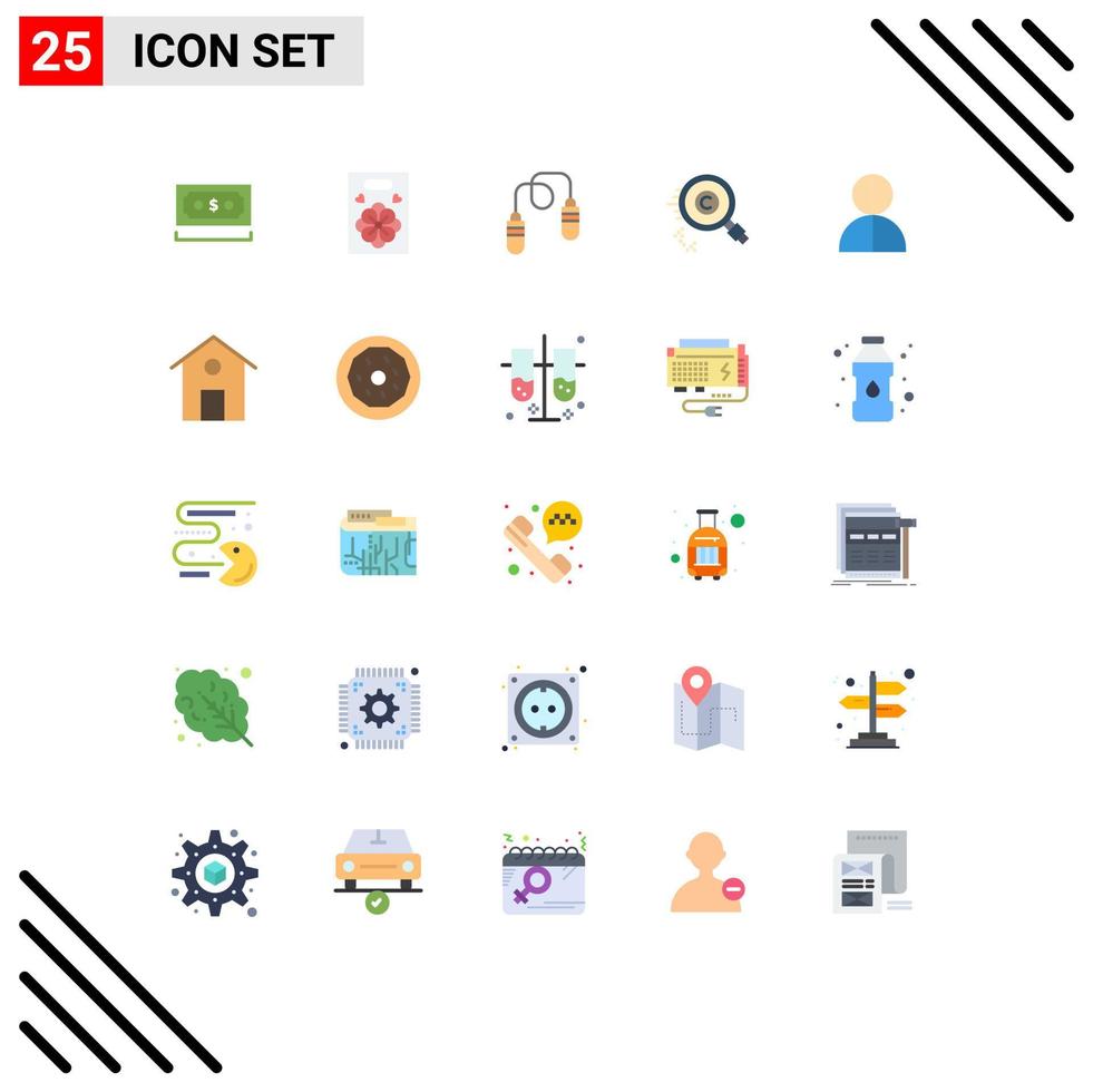 Flat Color Pack of 25 Universal Symbols of avatar owner exercise find content Editable Vector Design Elements