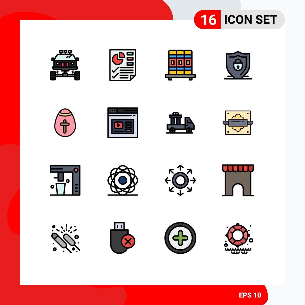 Set of 16 Modern UI Icons Symbols Signs for egg security report lock internet Editable Creative Vector Design Elements