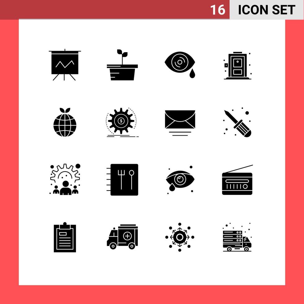 Set of 16 Modern UI Icons Symbols Signs for income finance tears globe earth Editable Vector Design Elements