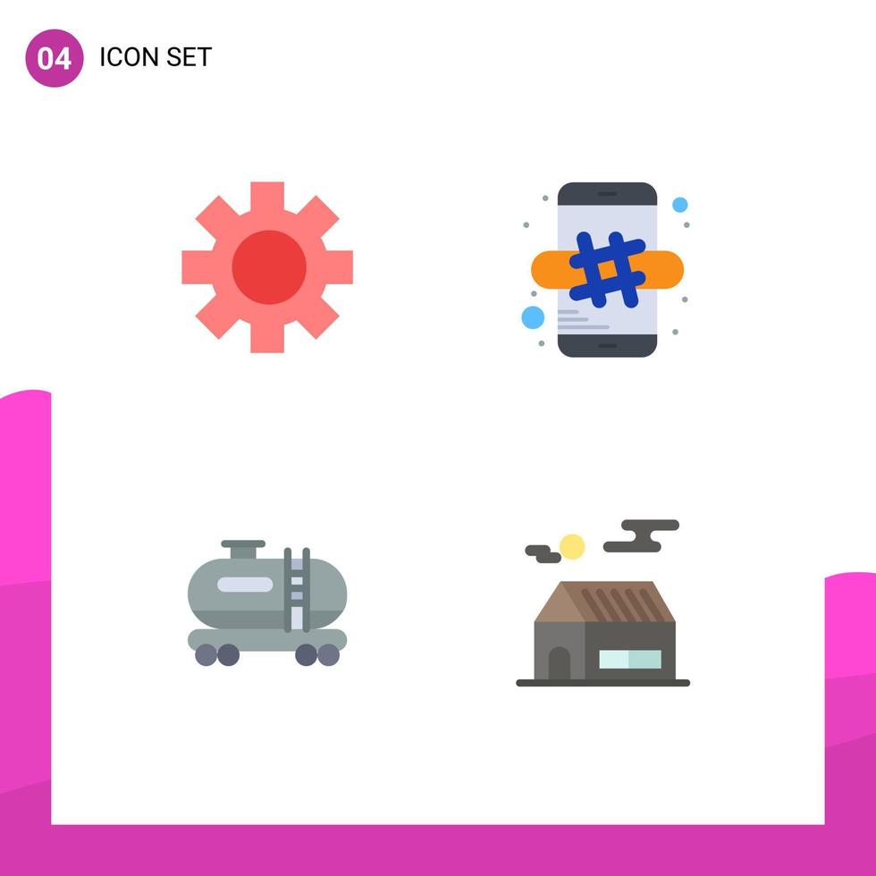 conjunto de 4 iconos de interfaz de usuario modernos signos de símbolos para configurar elementos de diseño de vectores editables domésticos globales en línea del tanque