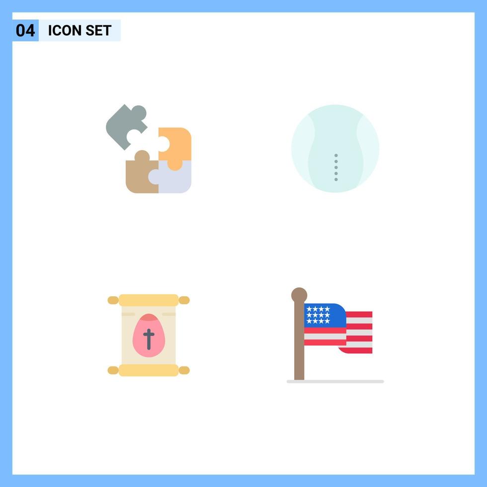 Modern Set of 4 Flat Icons and symbols such as jigsaw school solution sport easter Editable Vector Design Elements