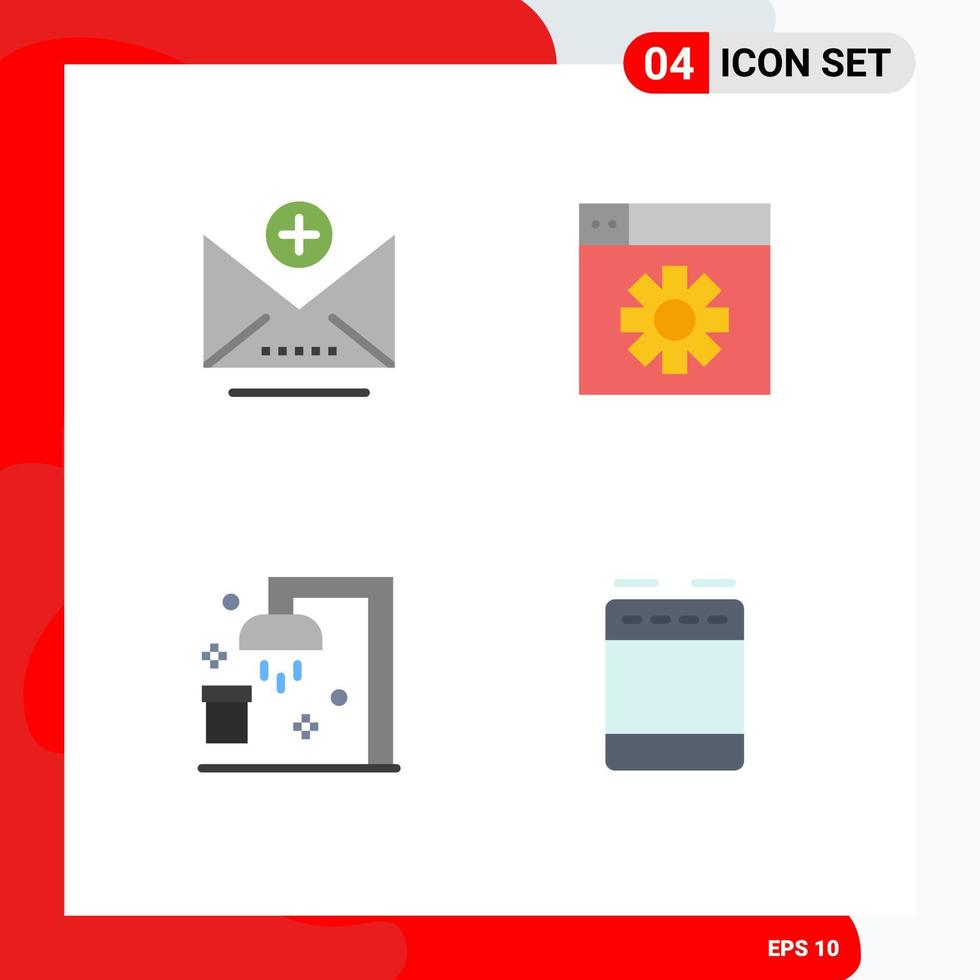 Modern Set of 4 Flat Icons Pictograph of add sport web bath gas Editable Vector Design Elements