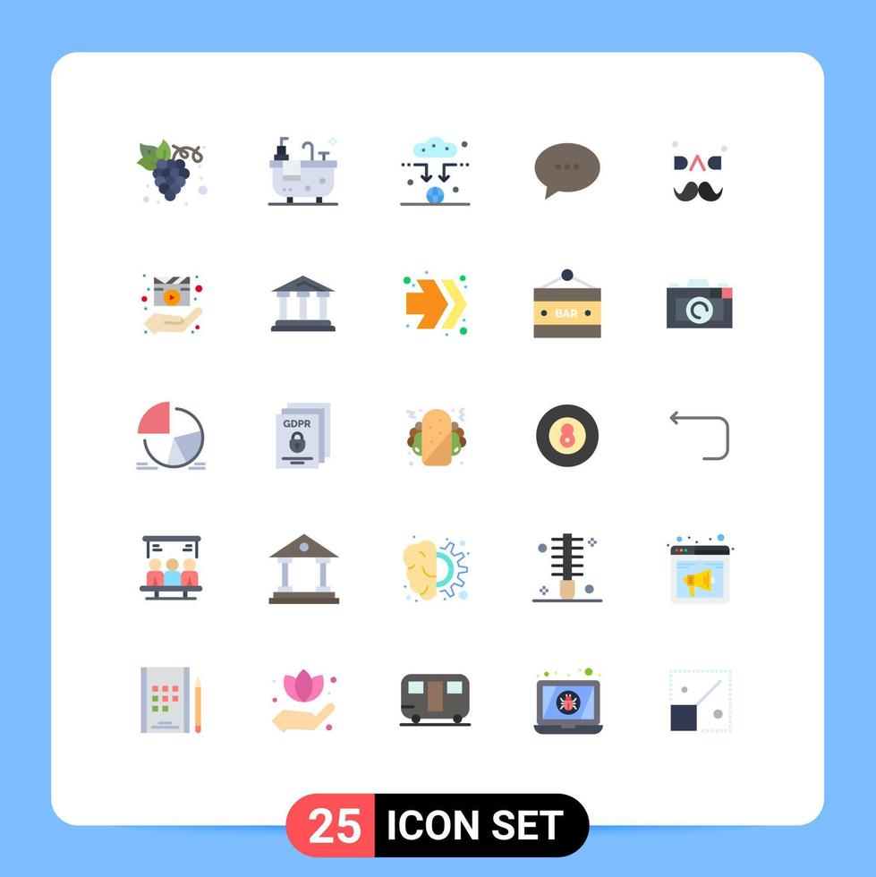 Mobile Interface Flat Color Set of 25 Pictograms of fathers day dad connect bubble conversation Editable Vector Design Elements