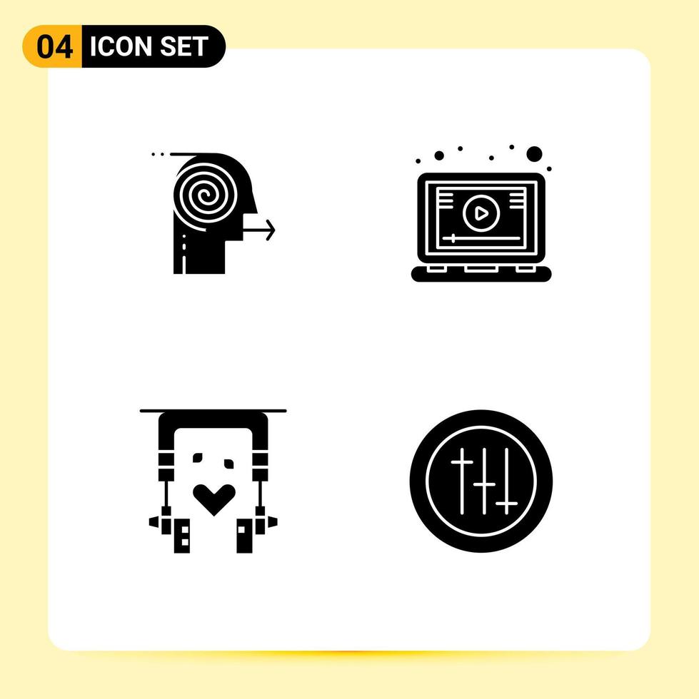 4 Creative Icons Modern Signs and Symbols of focusing solutions ear buds focus online nature Editable Vector Design Elements