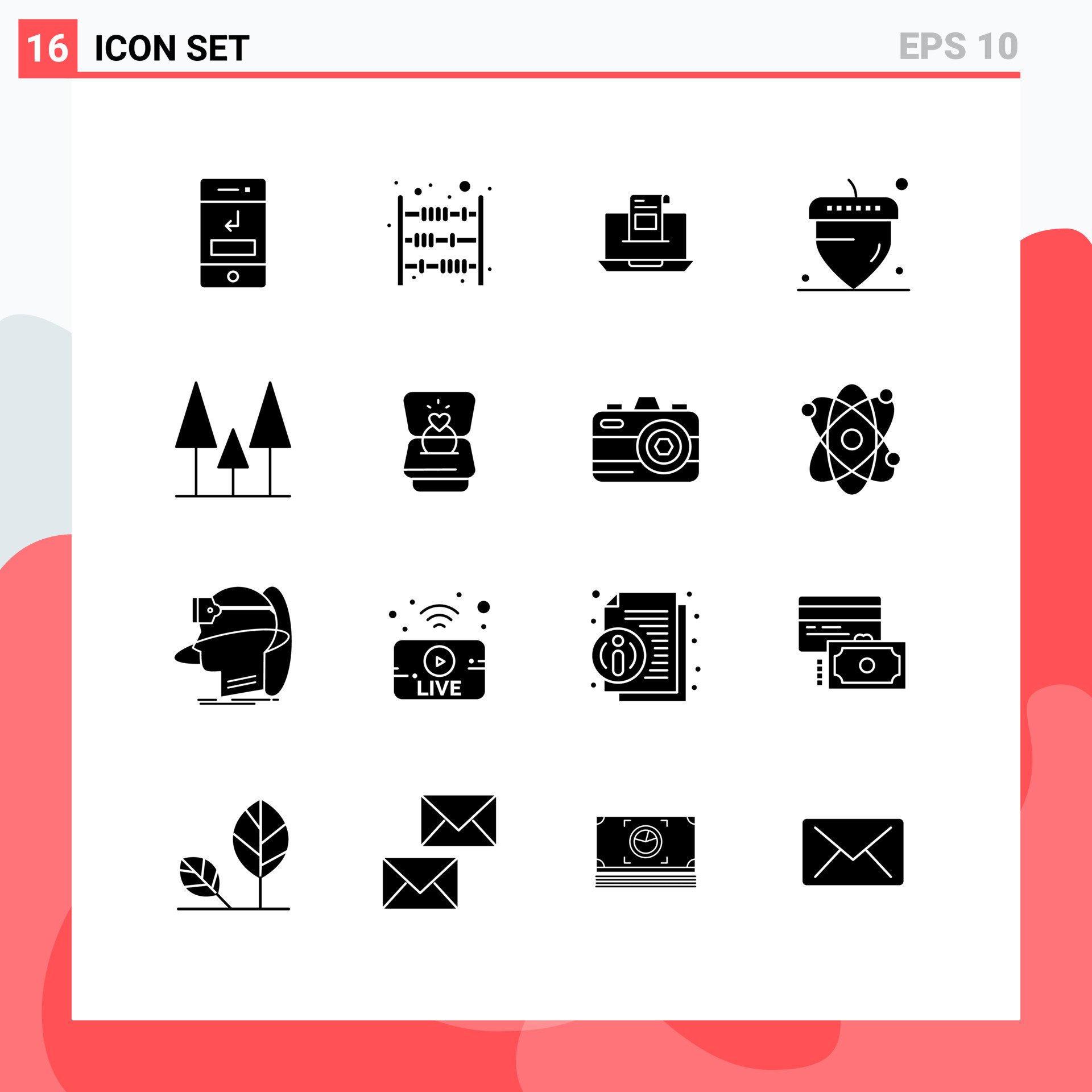 Pictogram Set Of 16 Simple Solid Glyphs Of Message Letter Money pictogram-set-of-16-simple-solid-glyphs-of-message-letter-money