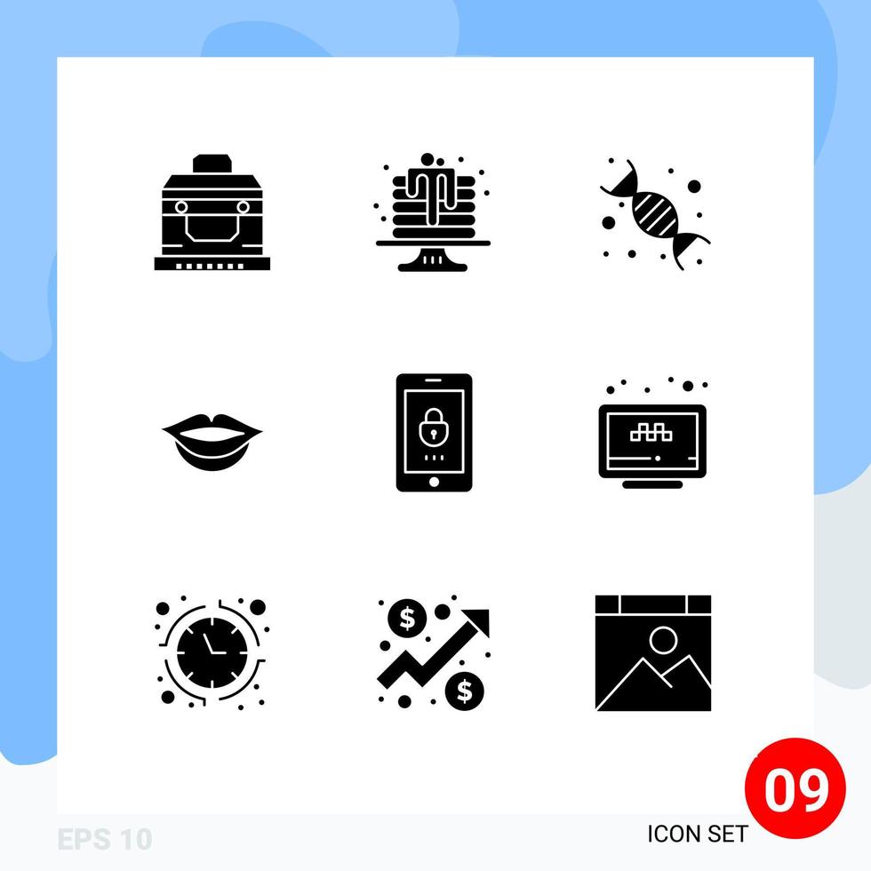 9 iconos creativos signos y símbolos modernos de cifrado móvil elementos de diseño vectorial editables genéticos de regreso a la escuela vector