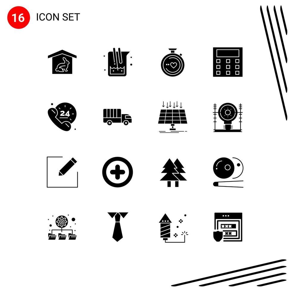 User Interface Pack of 16 Basic Solid Glyphs of call math lab engineering wedding Editable Vector Design Elements