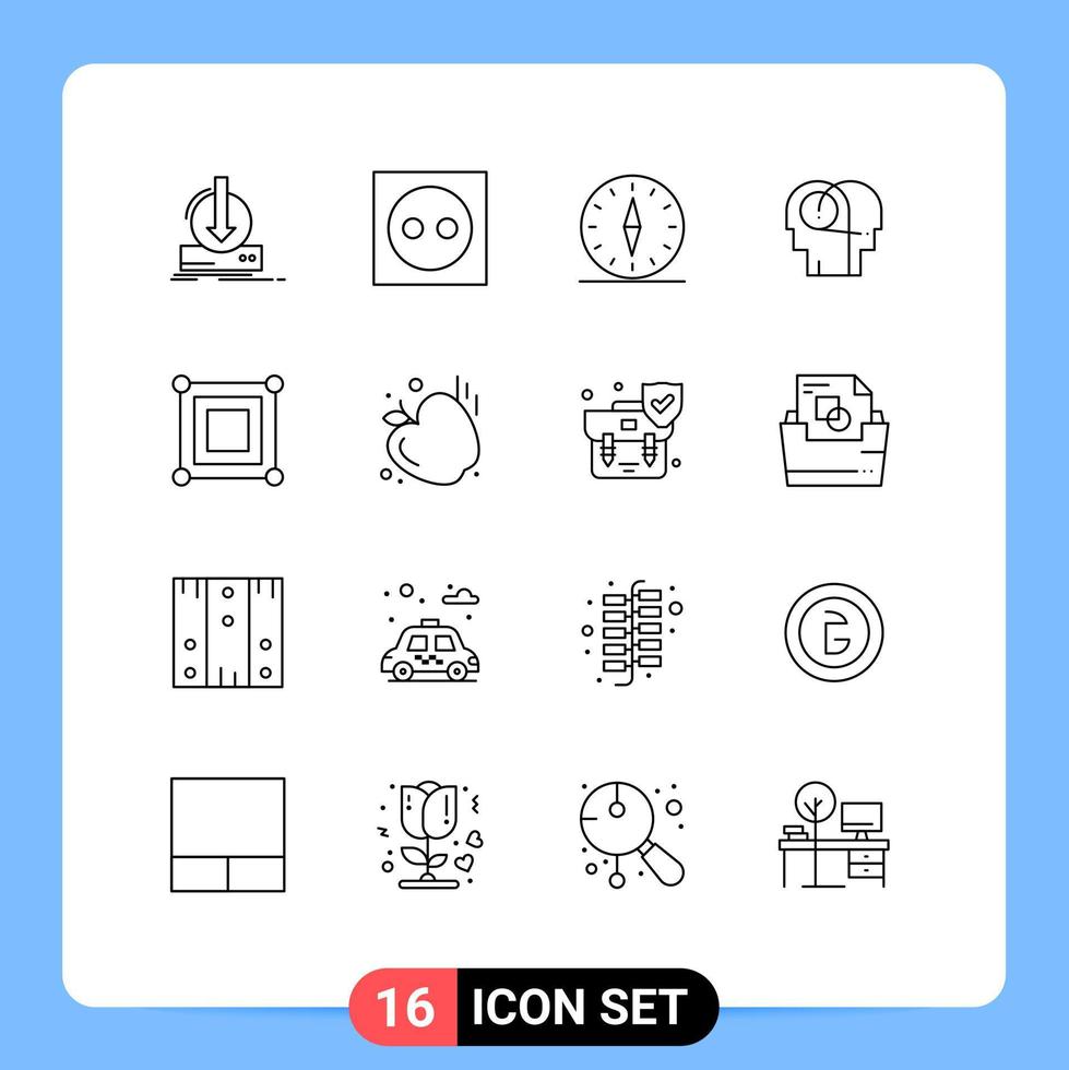 Mobile Interface Outline Set of 16 Pictograms of hearing better light travel direction Editable Vector Design Elements