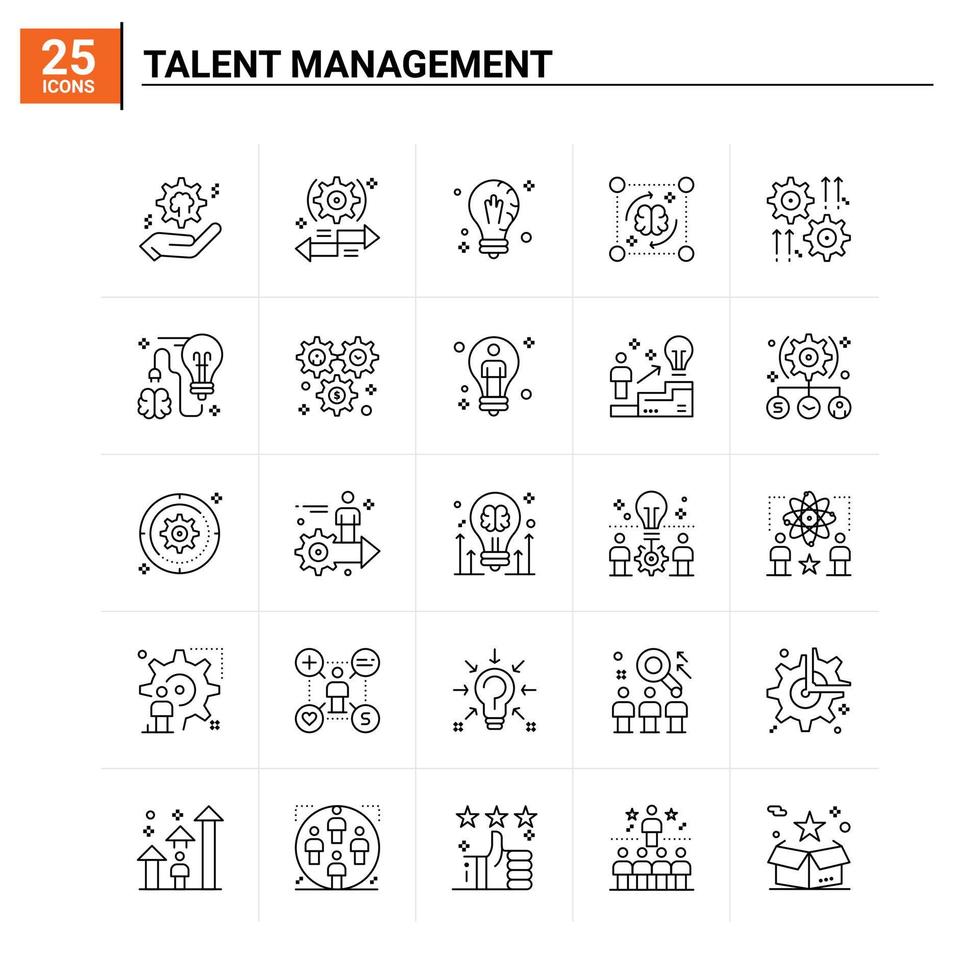 25 Talent Management icon set vector background