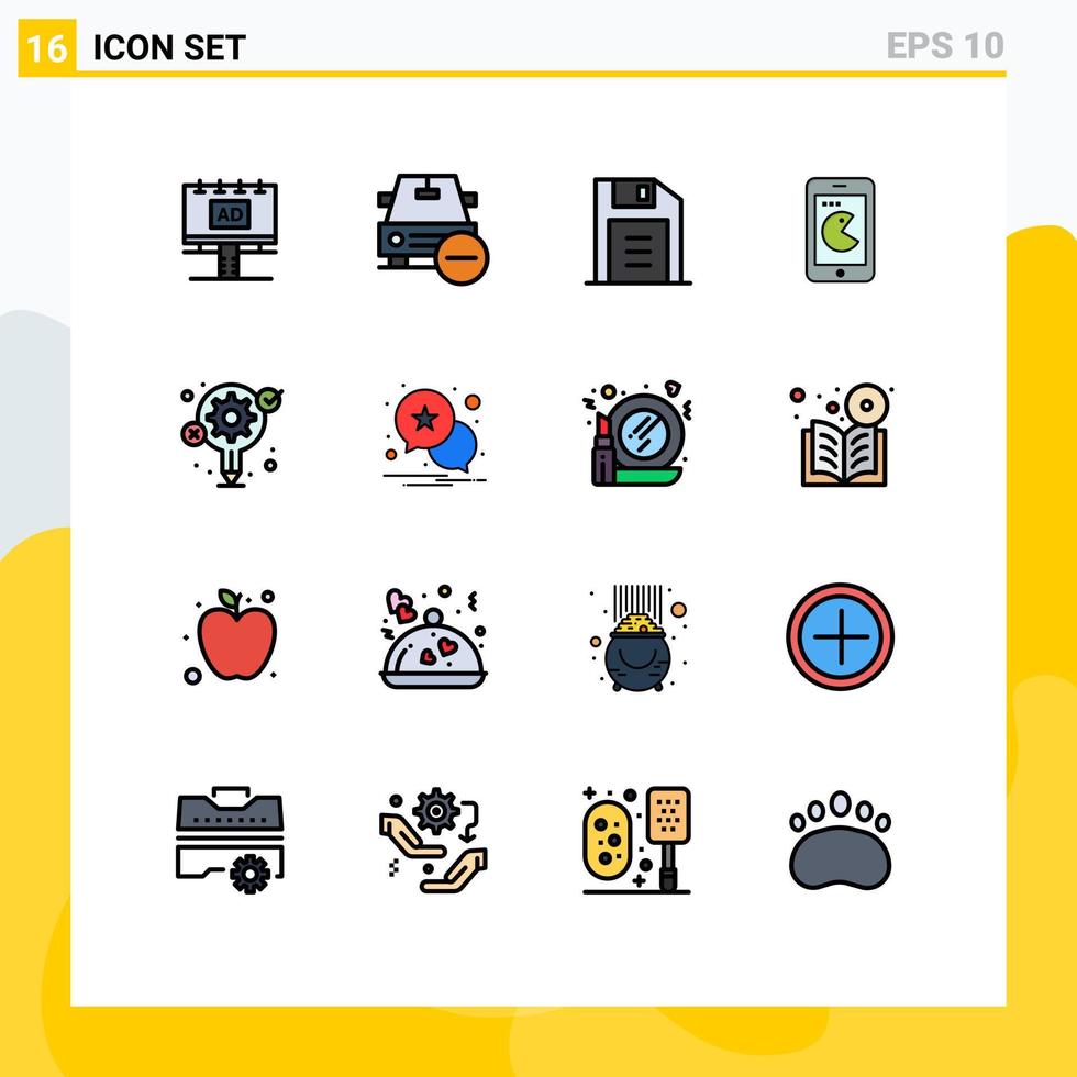 Set of 16 Modern UI Icons Symbols Signs for idea phone minus mobile retro Editable Creative Vector Design Elements