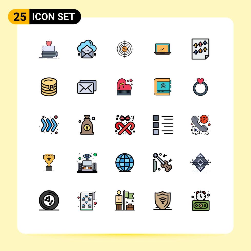 conjunto de 25 iconos de ui modernos símbolos signos para fondos de dinero datos negocios financieros elementos de diseño vectorial editables vector