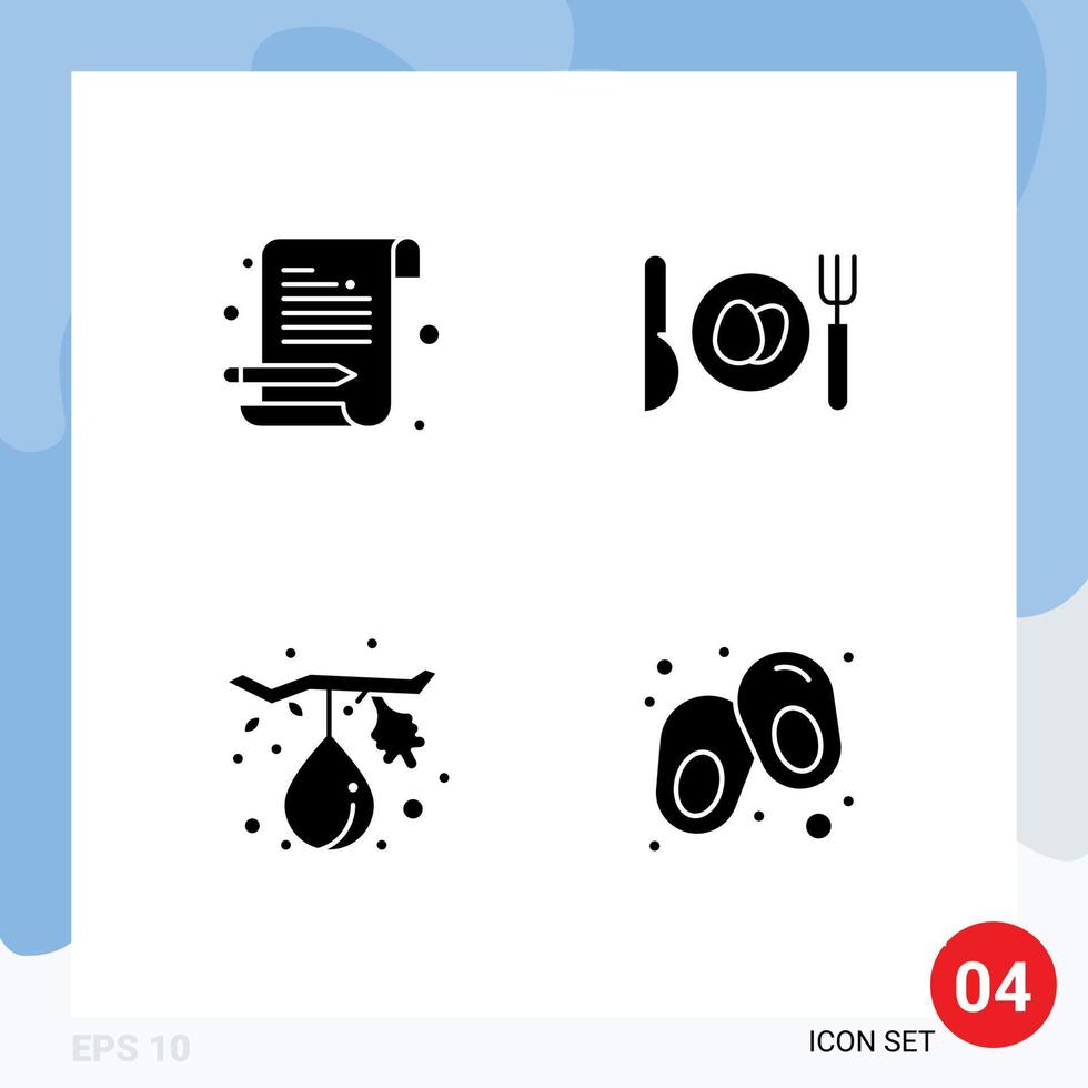 Modern Set of Solid Glyphs Pictograph of letter fruit scratch pad easter baby Editable Vector Design Elements