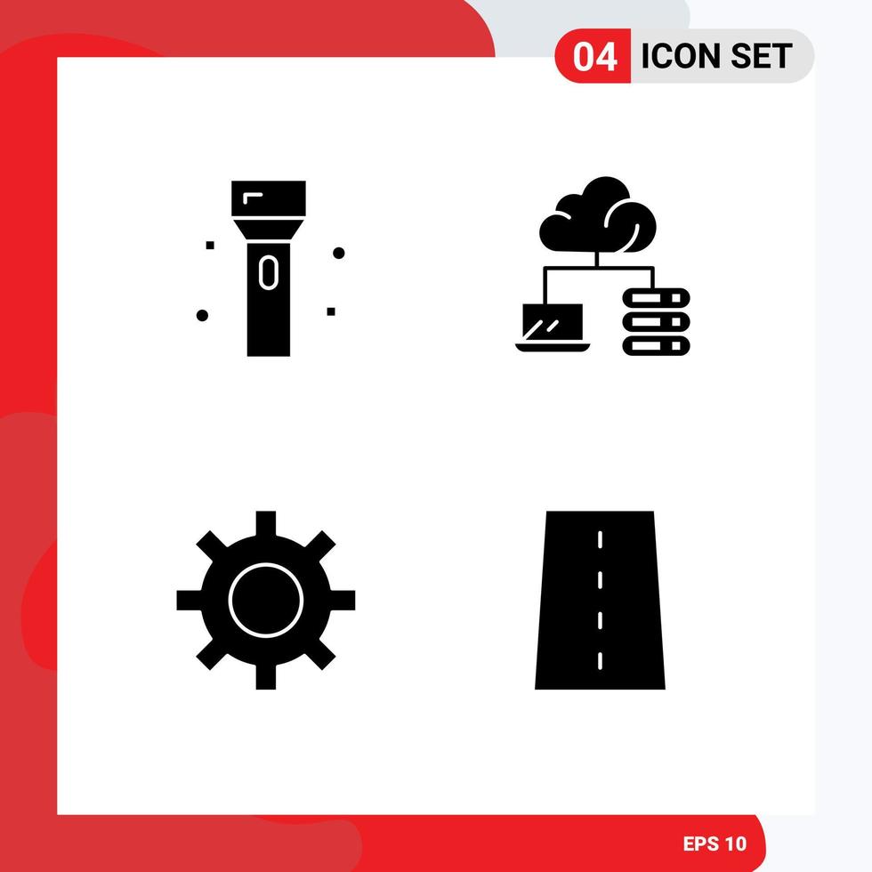 Group of 4 Modern Solid Glyphs Set for devices security products network driveway Editable Vector Design Elements