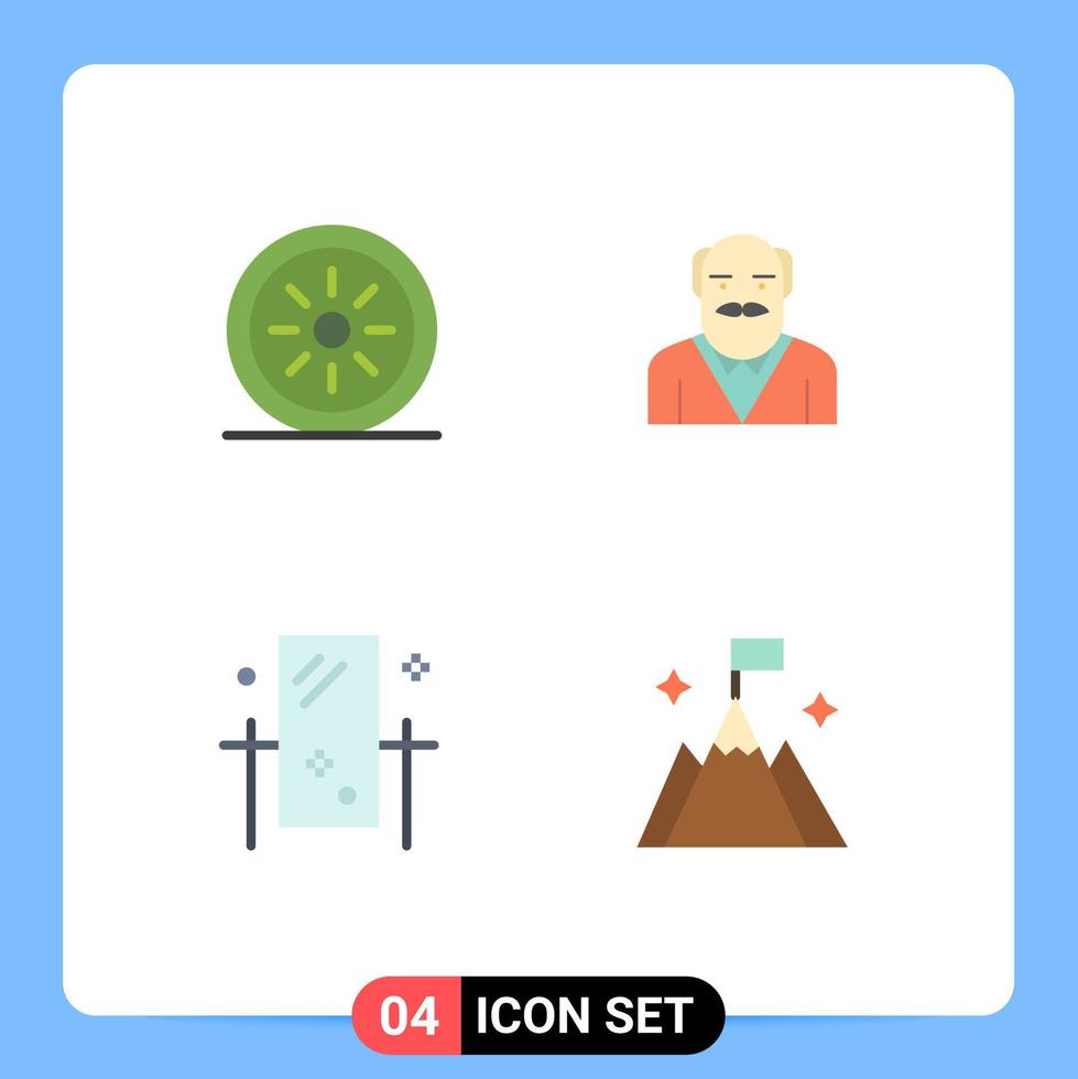 Pack of 4 creative Flat Icons of food grooming grandpaa uncle reflection Editable Vector Design Elements