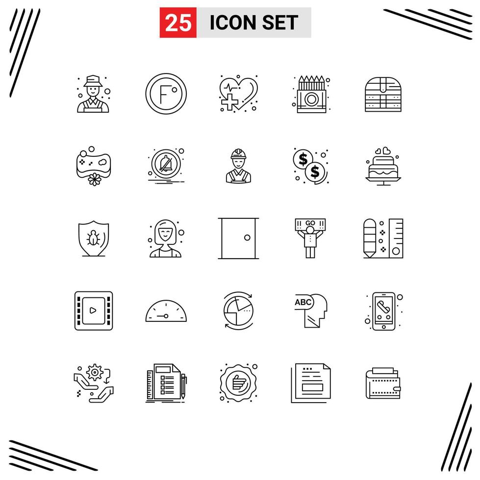 conjunto de 25 iconos modernos de la interfaz de usuario signos de símbolos para dibujar elementos de diseño de vectores editables médicos de la caja meteorológica de color