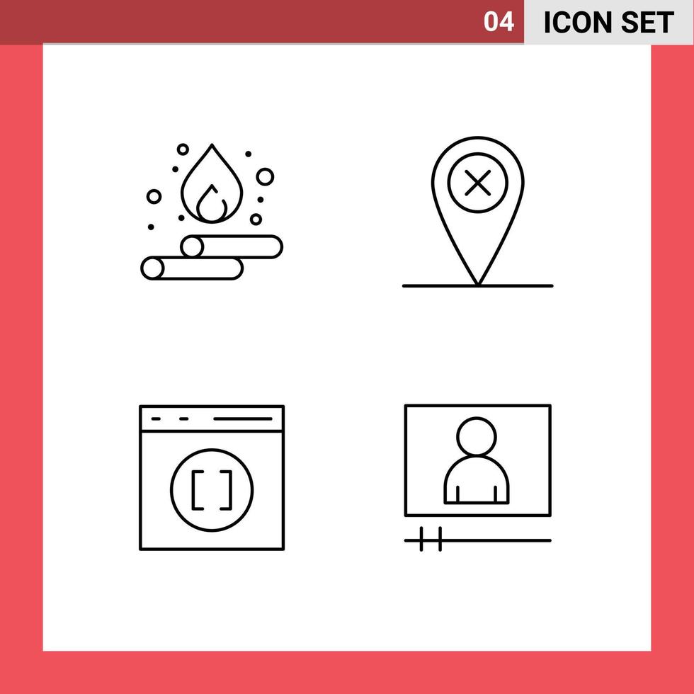 4 Universal Filledline Flat Colors Set for Web and Mobile Applications droop develop energy location video Editable Vector Design Elements