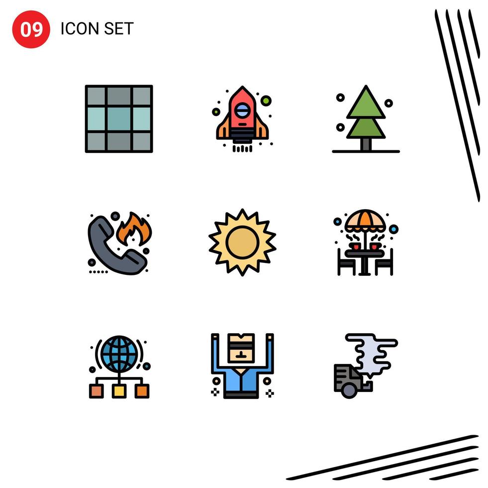paquete de iconos de vector de stock de 9 signos y símbolos de línea para elementos de diseño de vector editable de bombero de manzanilla de árbol de flor de naturaleza