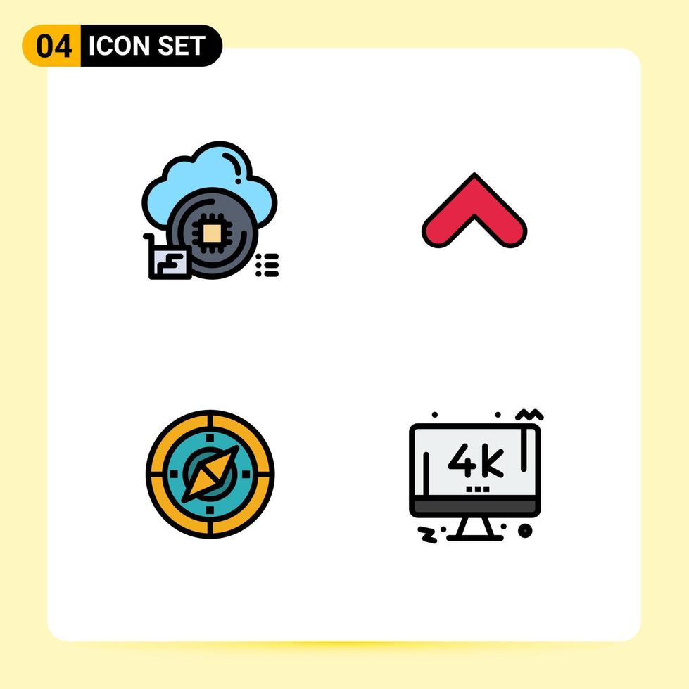 4 Filledline Flat Color concept for Websites Mobile and Apps cloud navigator data up location Editable Vector Design Elements