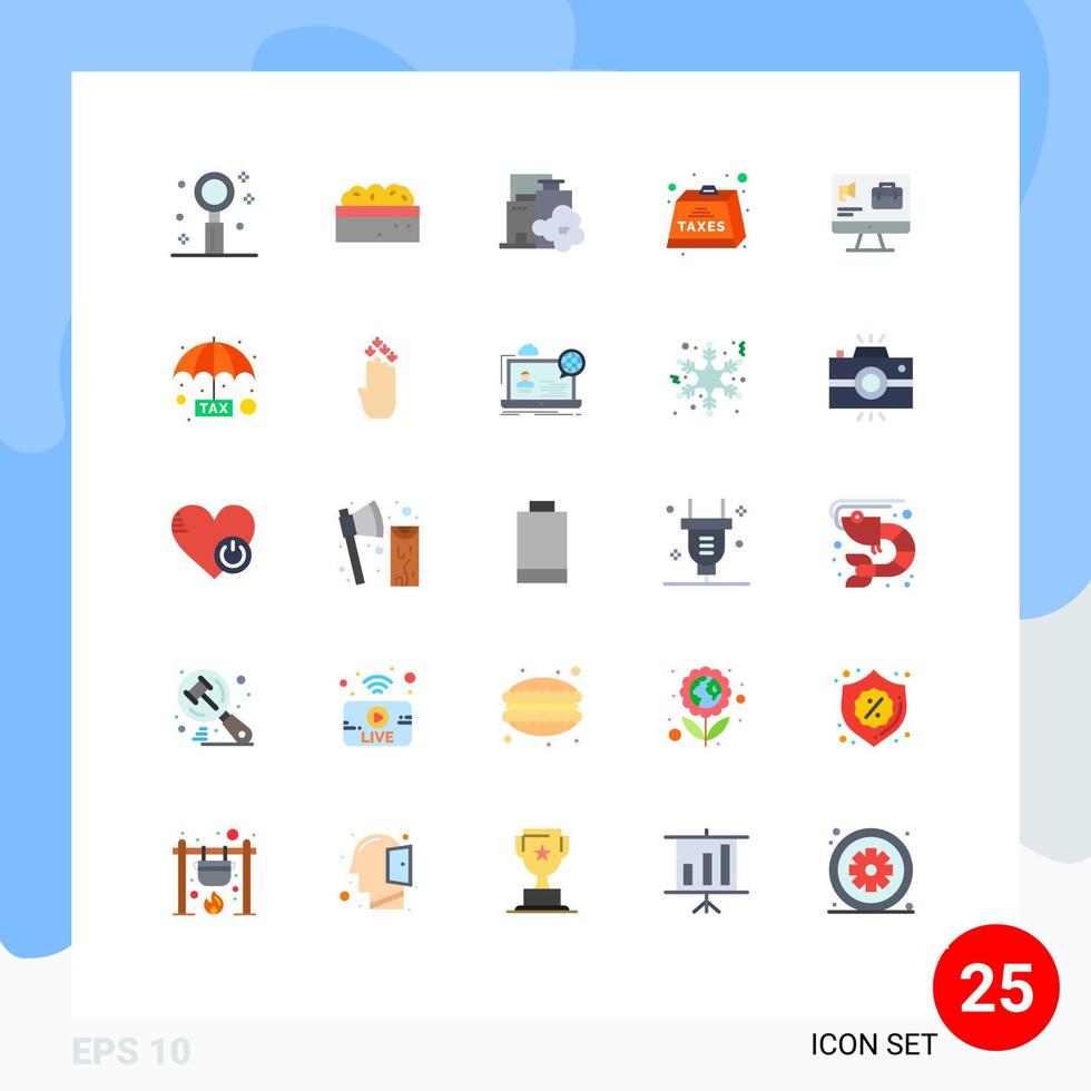 Stock Vector Icon Pack of 25 Line Signs and Symbols for tax heavy plant duties pollution Editable Vector Design Elements