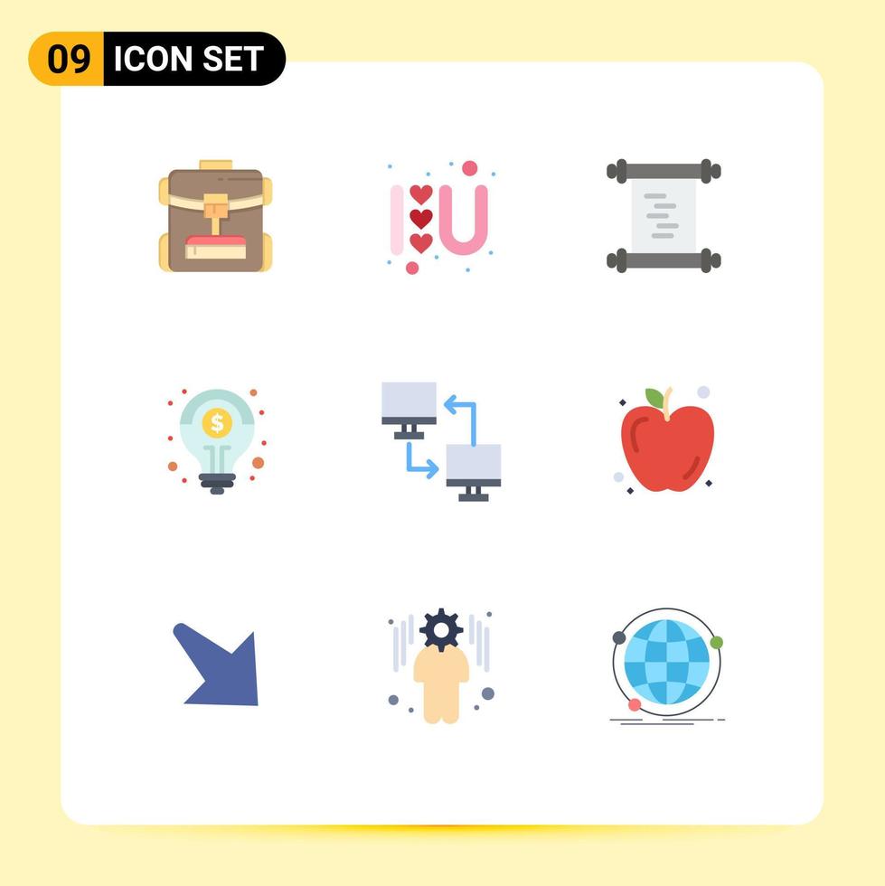 9 Universal Flat Color Signs Symbols of mobile computer history solution fitness Editable Vector Design Elements