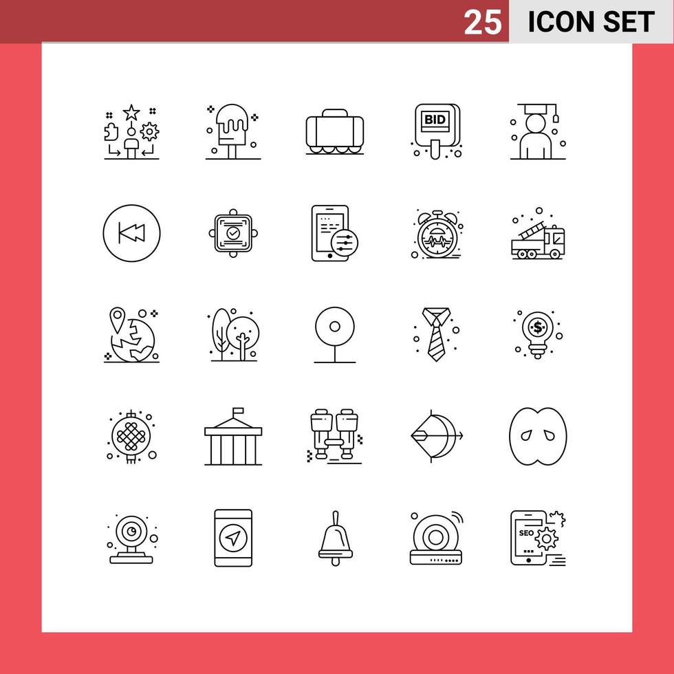 Group of 25 Modern Lines Set for graduate tag railroad label bid Editable Vector Design Elements