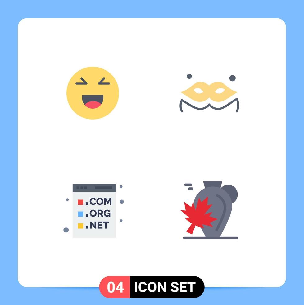 Set of 4 Vector Flat Icons on Grid for chat com happy masquerade programming Editable Vector Design Elements