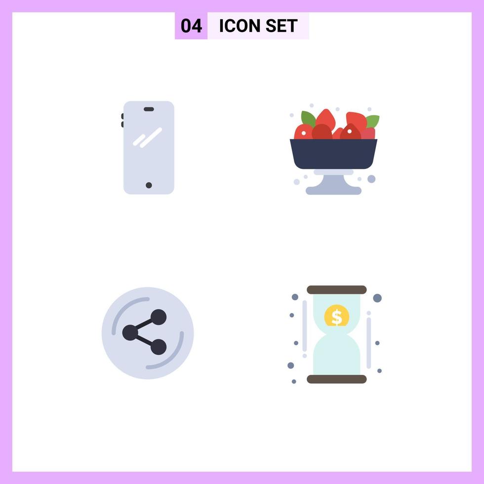 paquete de iconos de vector de stock de 4 signos y símbolos de línea para teléfono compartir alimentos android elementos de diseño de vector editable social