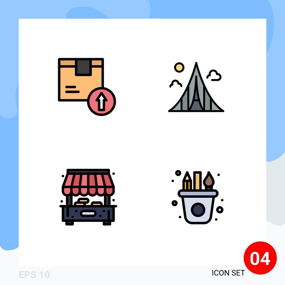 4 Universal Filledline Flat Color Signs Symbols of arrow up martyrs logistic construction life Editable Vector Design Elements