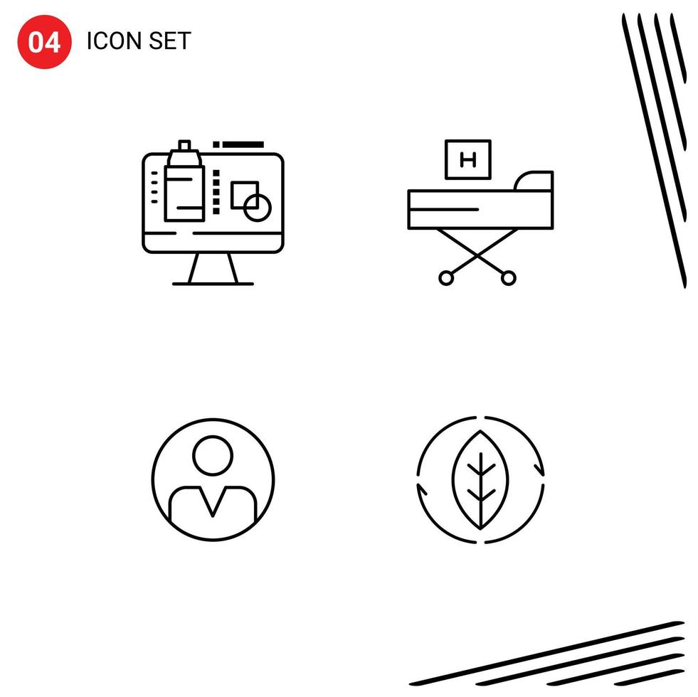 Line Pack of 4 Universal Symbols of computer personal presentation fitness profile Editable Vector Design Elements