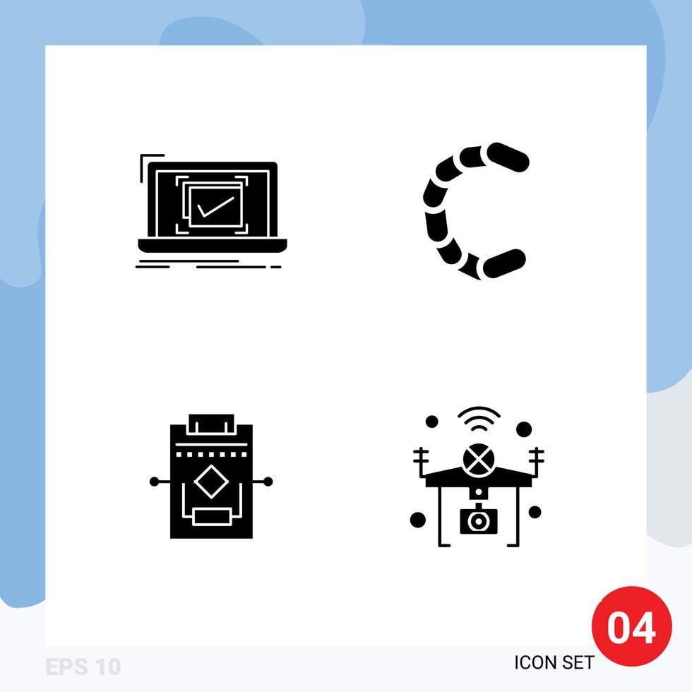 Modern Set of 4 Solid Glyphs Pictograph of system workflow good coin process Editable Vector Design Elements