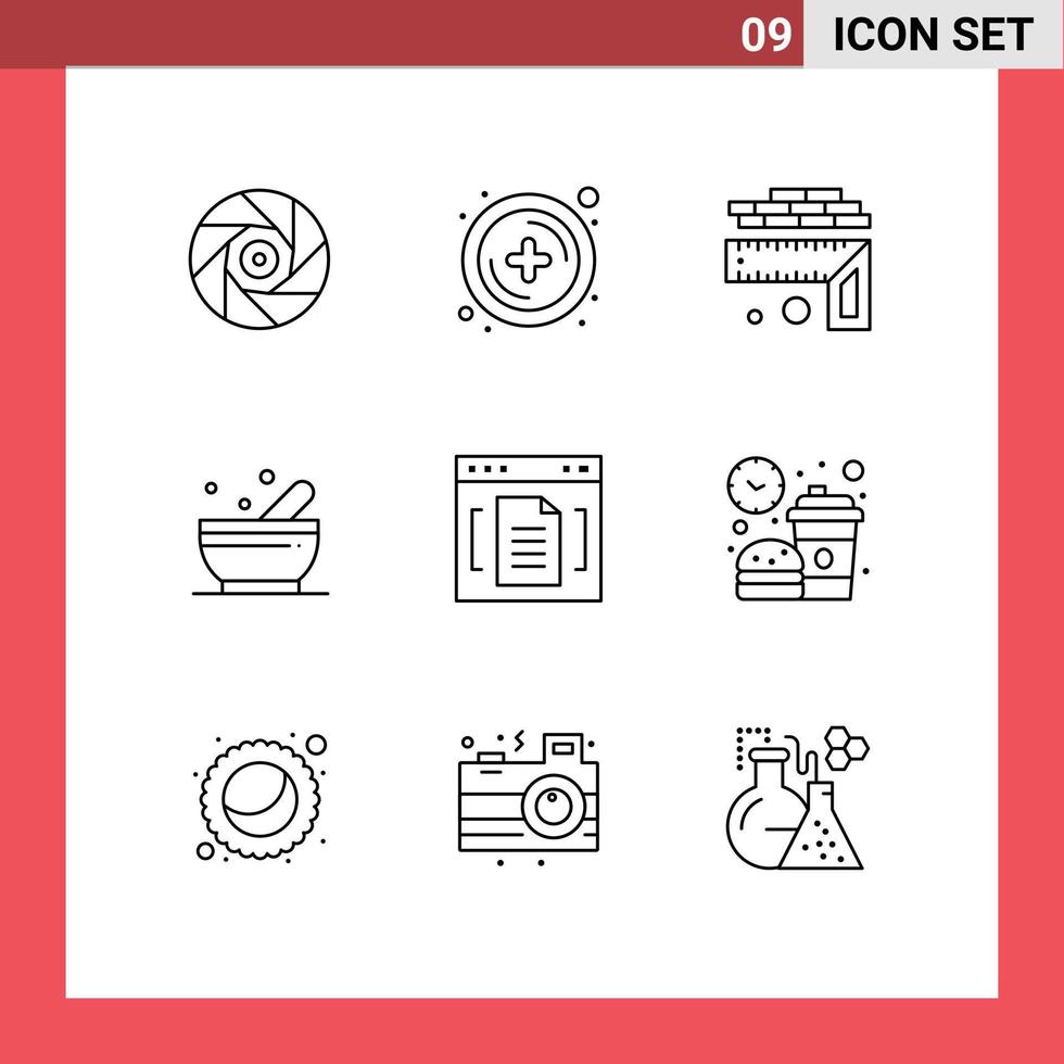 9 Universal Outlines Set for Web and Mobile Applications file browser height archive soup Editable Vector Design Elements