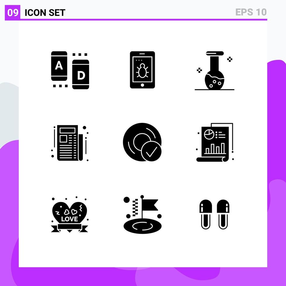 9 Creative Icons Modern Signs and Symbols of disc connected biochemistry computers newspaper Editable Vector Design Elements
