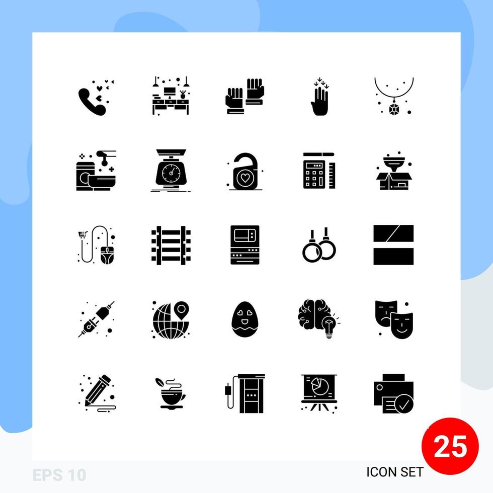 Modern Set of 25 Solid Glyphs and symbols such as accessories gesture light four sport Editable Vector Design Elements
