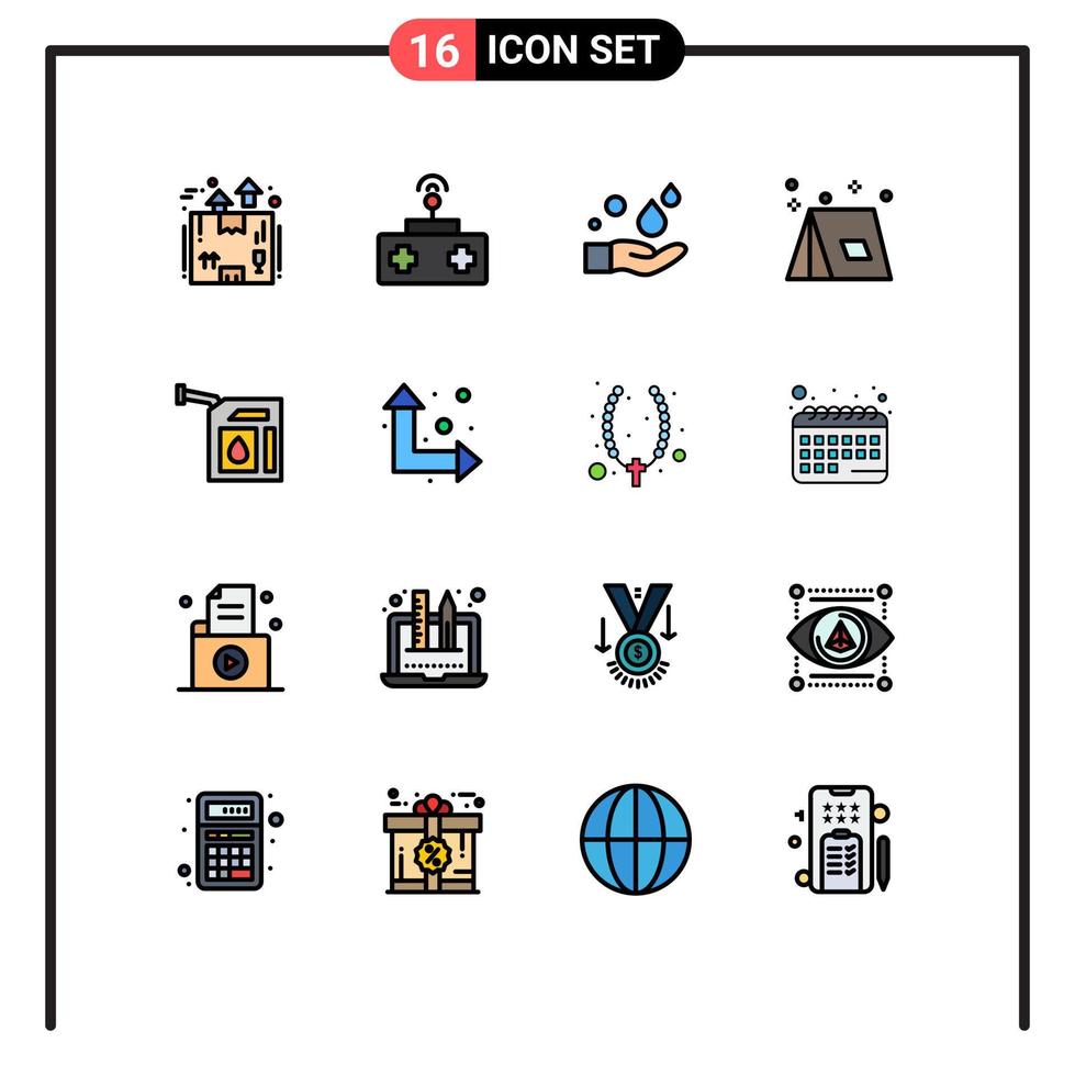 conjunto de 16 iconos de interfaz de usuario modernos símbolos signos para viajes verano juguete fogata lavar elementos de diseño de vectores creativos editables