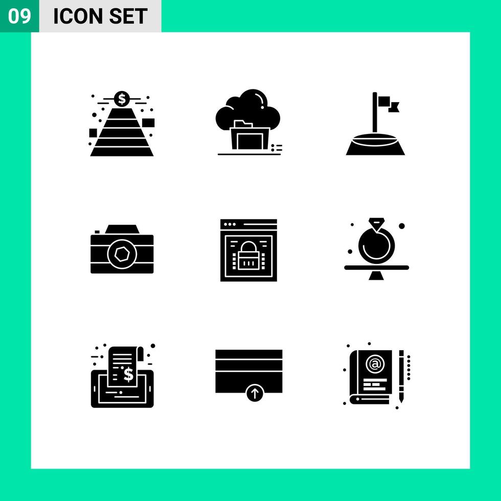 Stock Vector Icon Pack of 9 Line Signs and Symbols for information security picture share image sport Editable Vector Design Elements