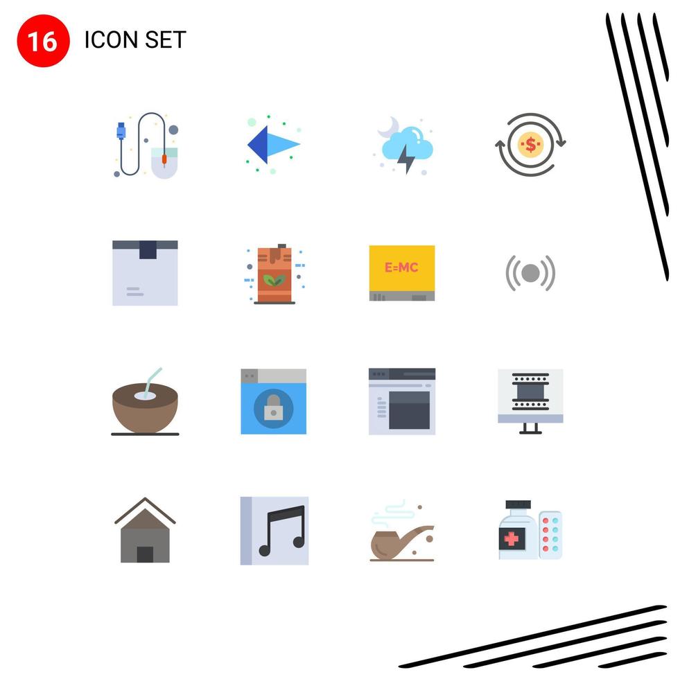 16 Universal Flat Colors Set for Web and Mobile Applications delivery dollar cloud transaction cash Editable Pack of Creative Vector Design Elements