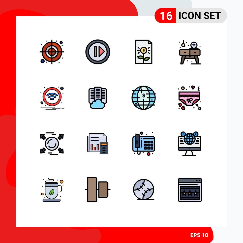 conjunto de 16 iconos modernos de la interfaz de usuario signos de símbolos para el banco de mesa de tecnología inversión viva elementos de diseño de vectores creativos editables