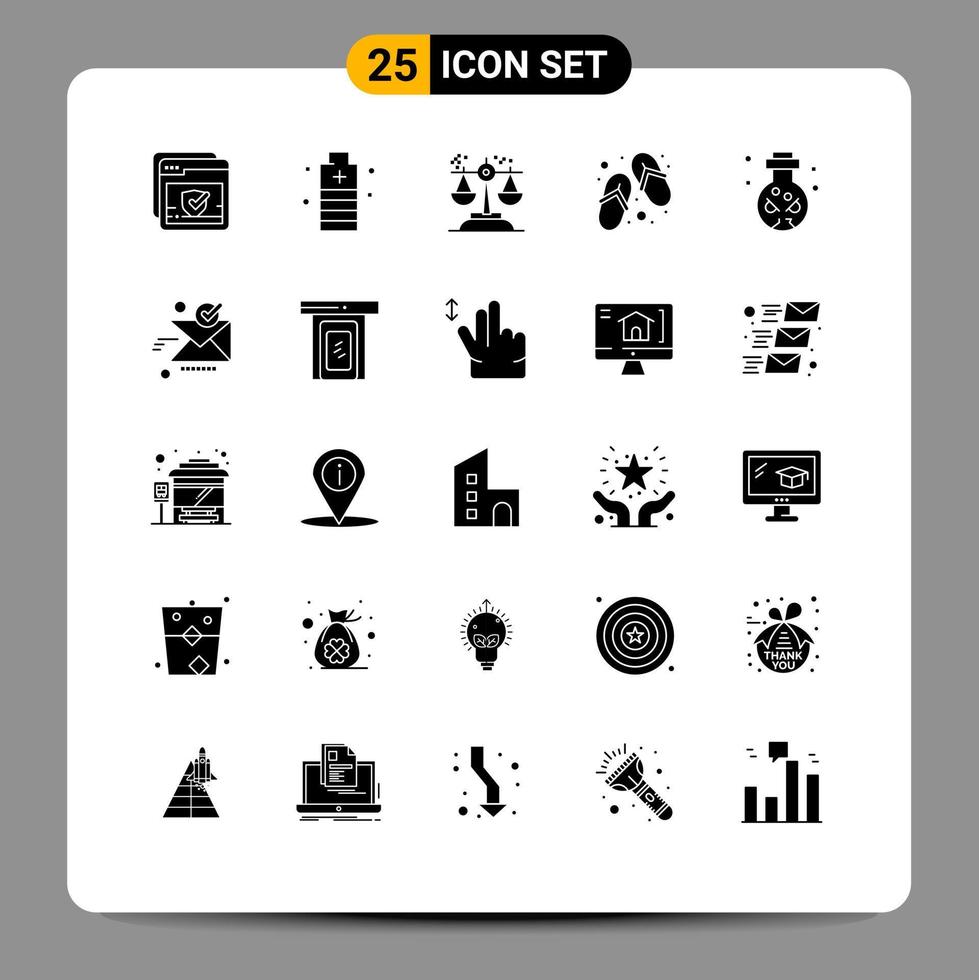 25 Thematic Vector Solid Glyphs and Editable Symbols of spa shoes safe footwear judgment Editable Vector Design Elements