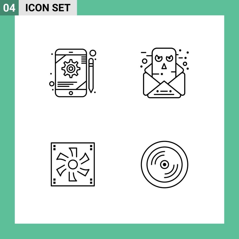 4 Creative Icons Modern Signs and Symbols of app compter tablet conversation device Editable Vector Design Elements